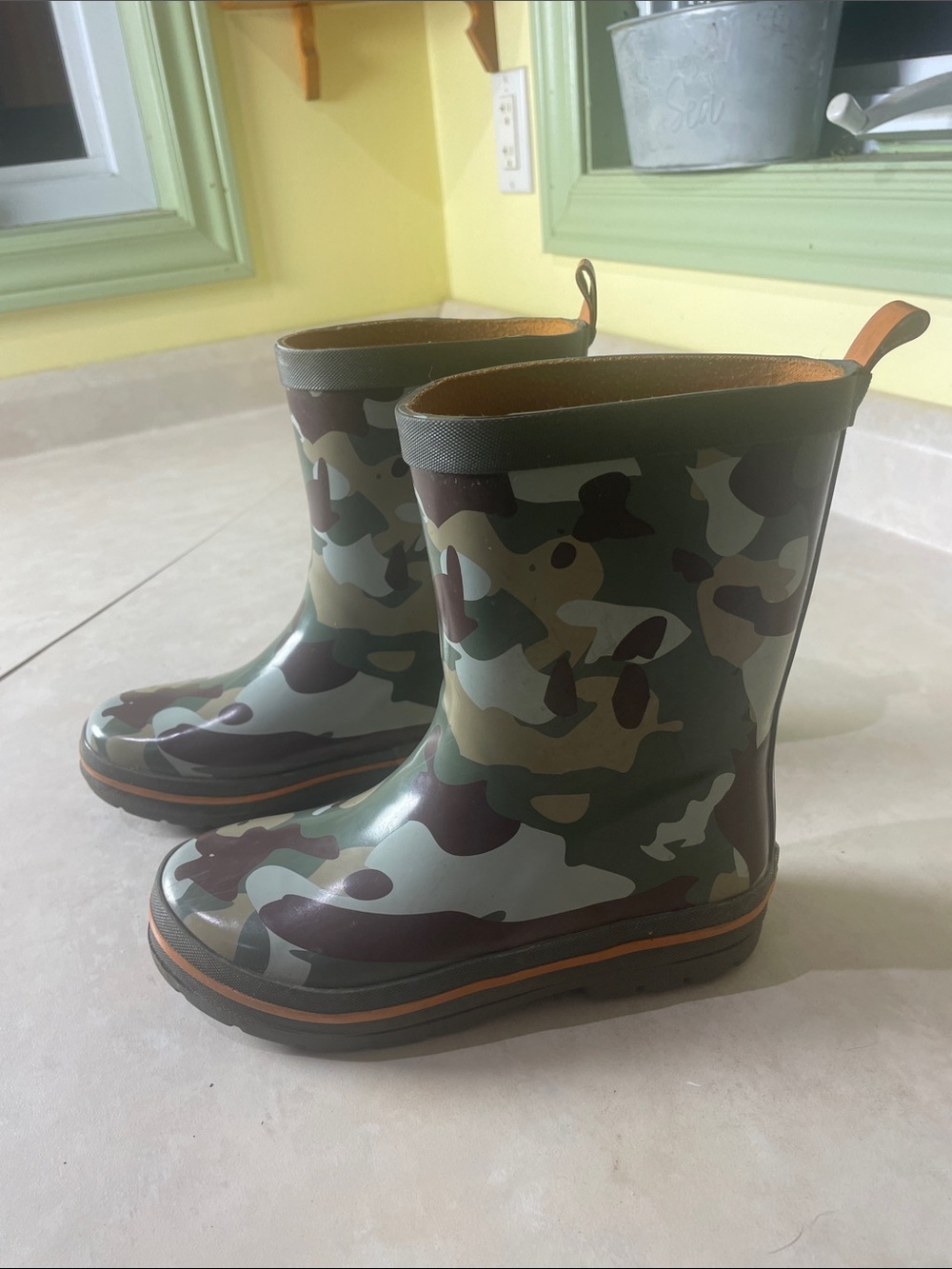 George Kids Camo Rain Boots - Green, Brown, Tan Size 1